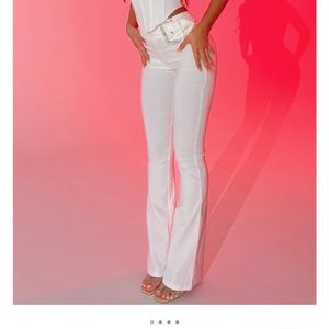 White flared disco pant